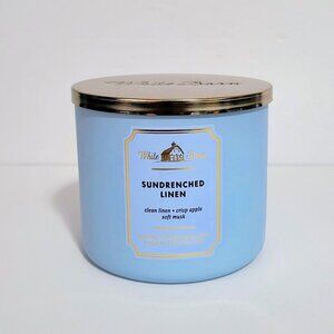 NEW White Barn SUNDRENCHED LINEN 3-Wick Scented Candle w/ Natural Essential Oils